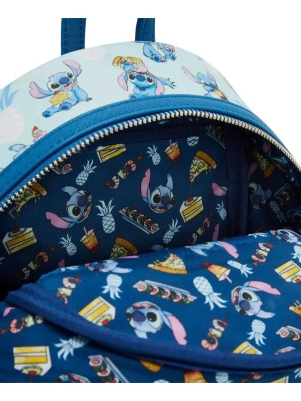 Loungefly Lilo & Stitch Snacking Pineapple Snow Cone Pizza AOP Mini Backpack NWT